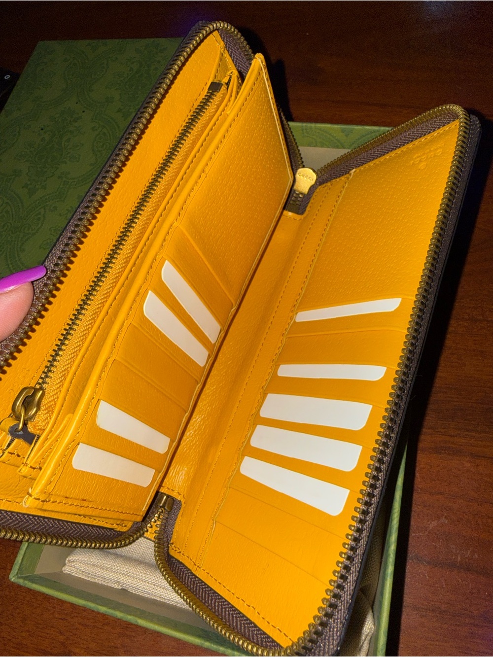 Quality Monogram Zip Wallet with Leather Logo Patch - Picture 3 of 4